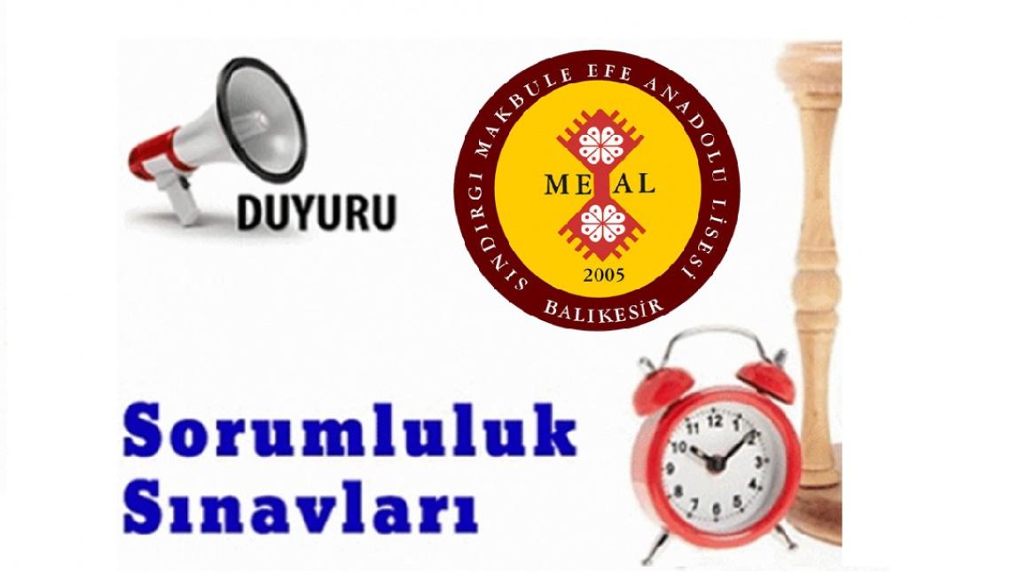 2025 Yılı Şubat Dönemi Sorumluluk Sınavları